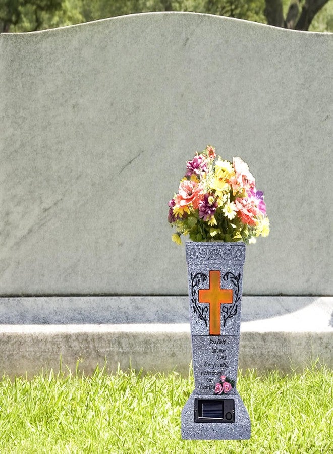 Ragyzity Solar Cemetery Vase with LED for Fresh/Artificial Flowers, Cemetery Flowers Vase with Spikes, Headstone Decorations Floral Holder, Cemetary Grave Decorations Garden Decor Memorial Gifts - Image 5